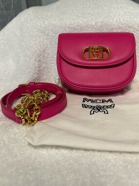 MCM Mode Trivia Mini Hot Pink Leather Crossbody/Belt bag with Gold Hardware